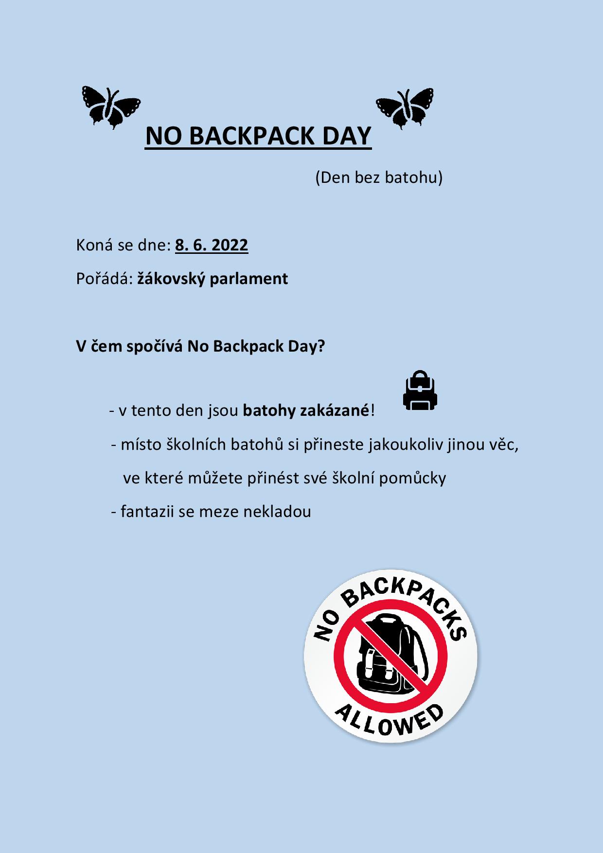 No Backpack Day